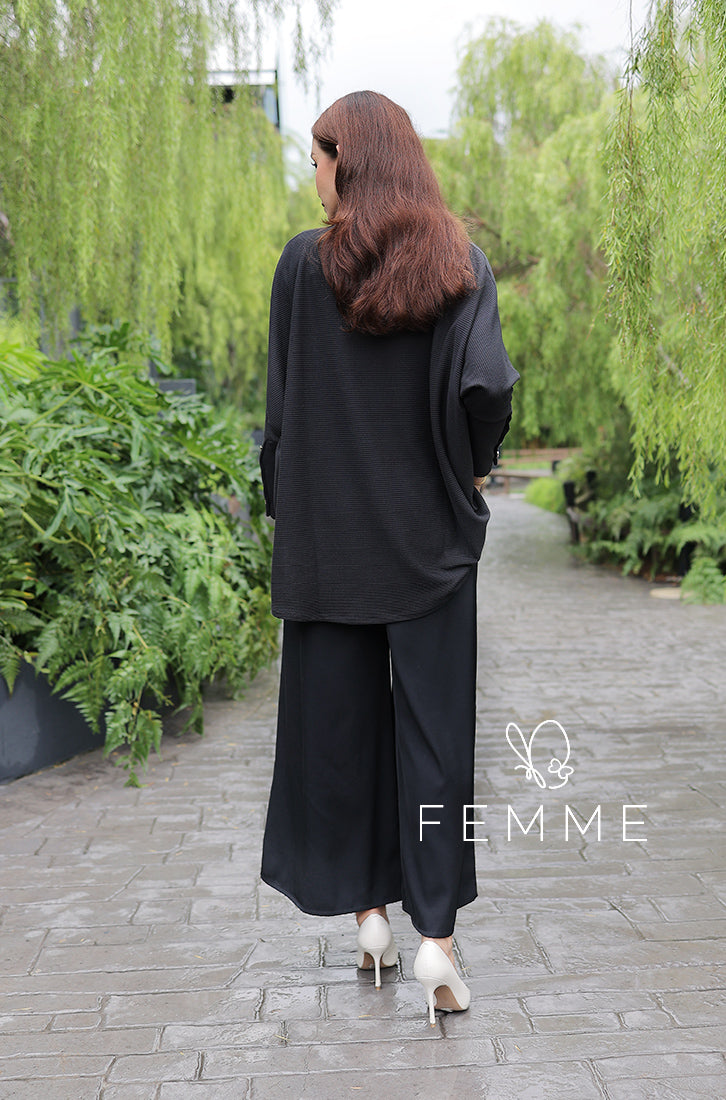 Casual 2024: FEMME KNITWEAR TOP (BLACK)