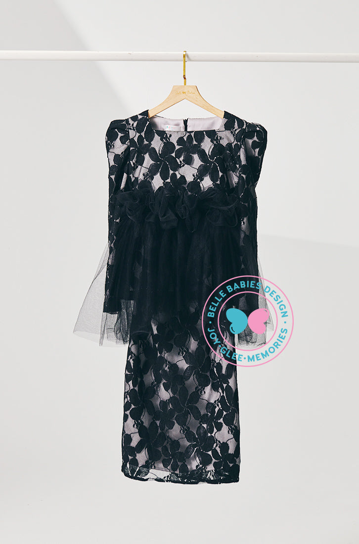 Eid-Adha 2024 : Modern Tulle & Lace Kurung (Black)