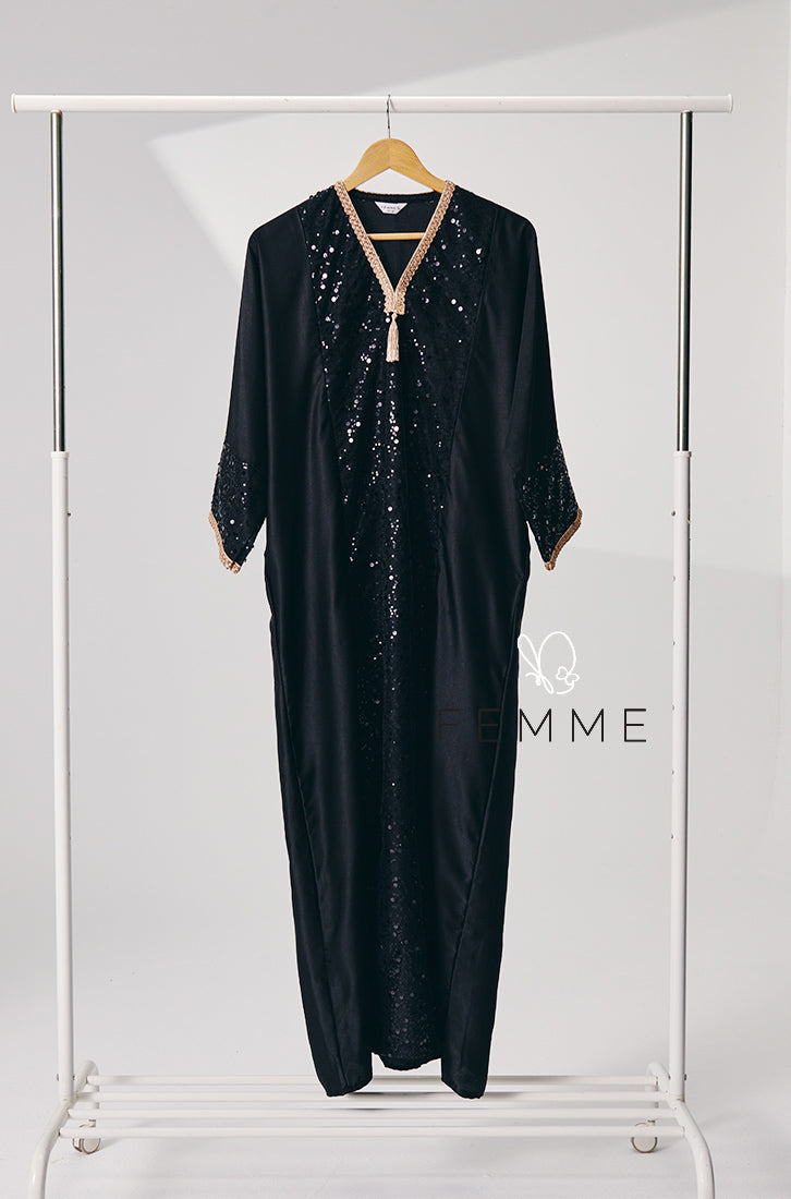 Eid-Adha 2024 : FEMME Abaya Sequin (Black)