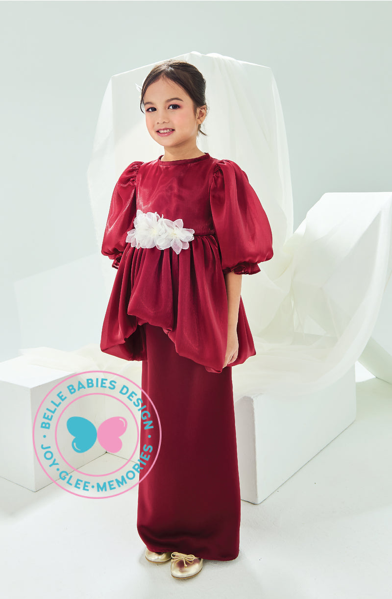 BBD Wedding & Celebration: Shimmer Organza Kurung -Deep Maroon