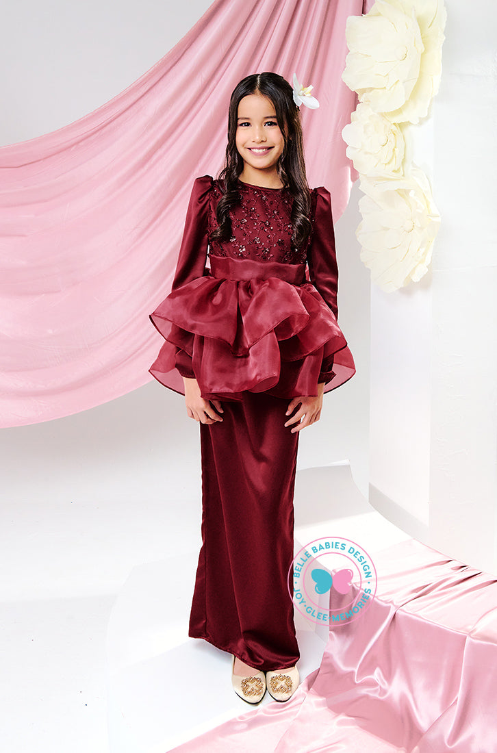 (PRE-ORDER) The Golden Chapter:  BBD Damia Sequin Kurung (Deep Maroon Burgundy)