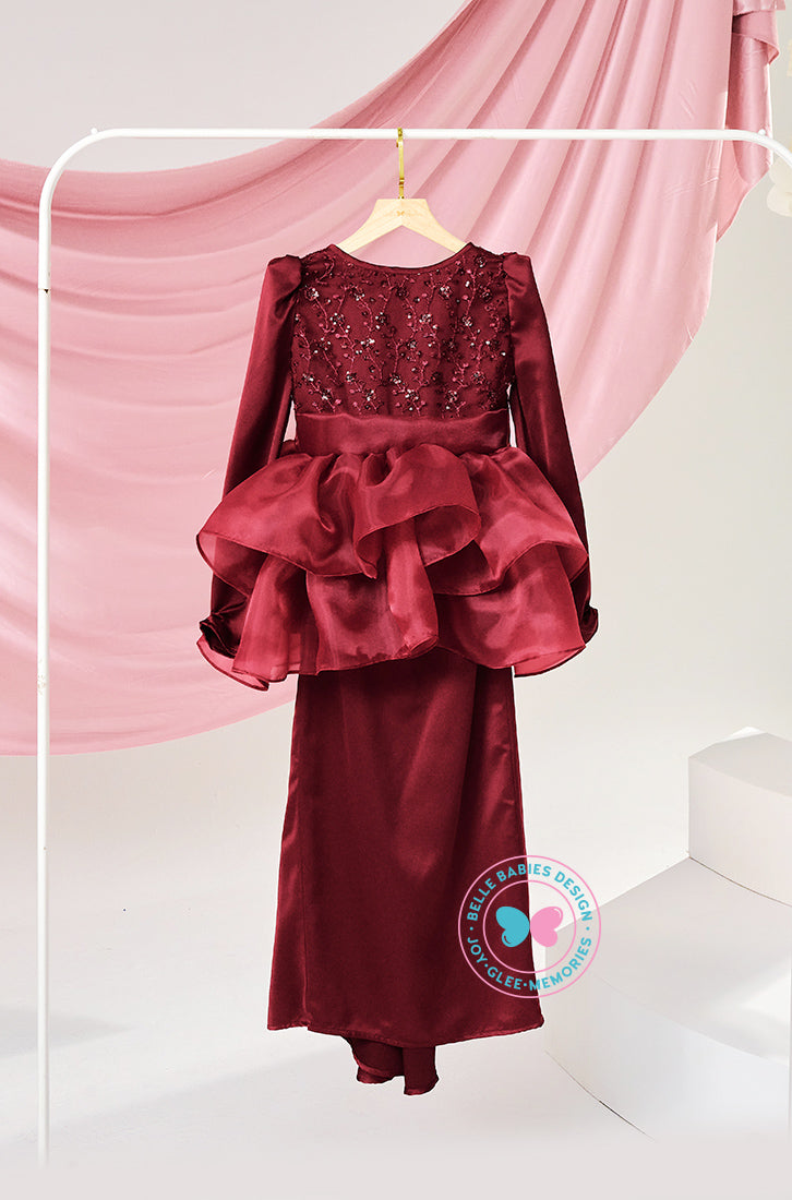 (PRE-ORDER) The Golden Chapter:  BBD Damia Sequin Kurung (Deep Maroon Burgundy)