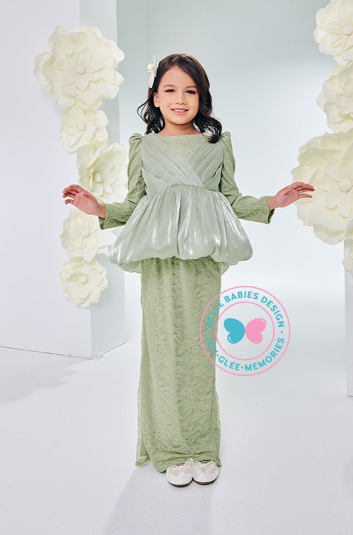 (DEPOSIT-PREORDER) The Golden Chapter:  BBD Rhea II Glitter Kurung (Powder Green)