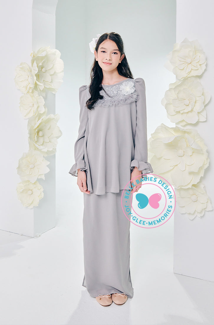 (DEPOSIT-PREORDER) The Golden Chapter: BBD Demure Modern Kurung (Twilight Grey)