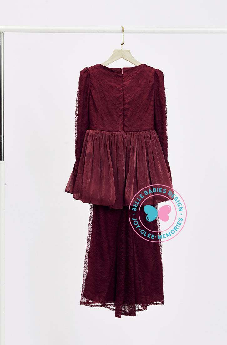 (DEPOSIT-PREORDER) The Golden Chapter:  BBD Rhea II Glitter Kurung (Burgundy Maroon)