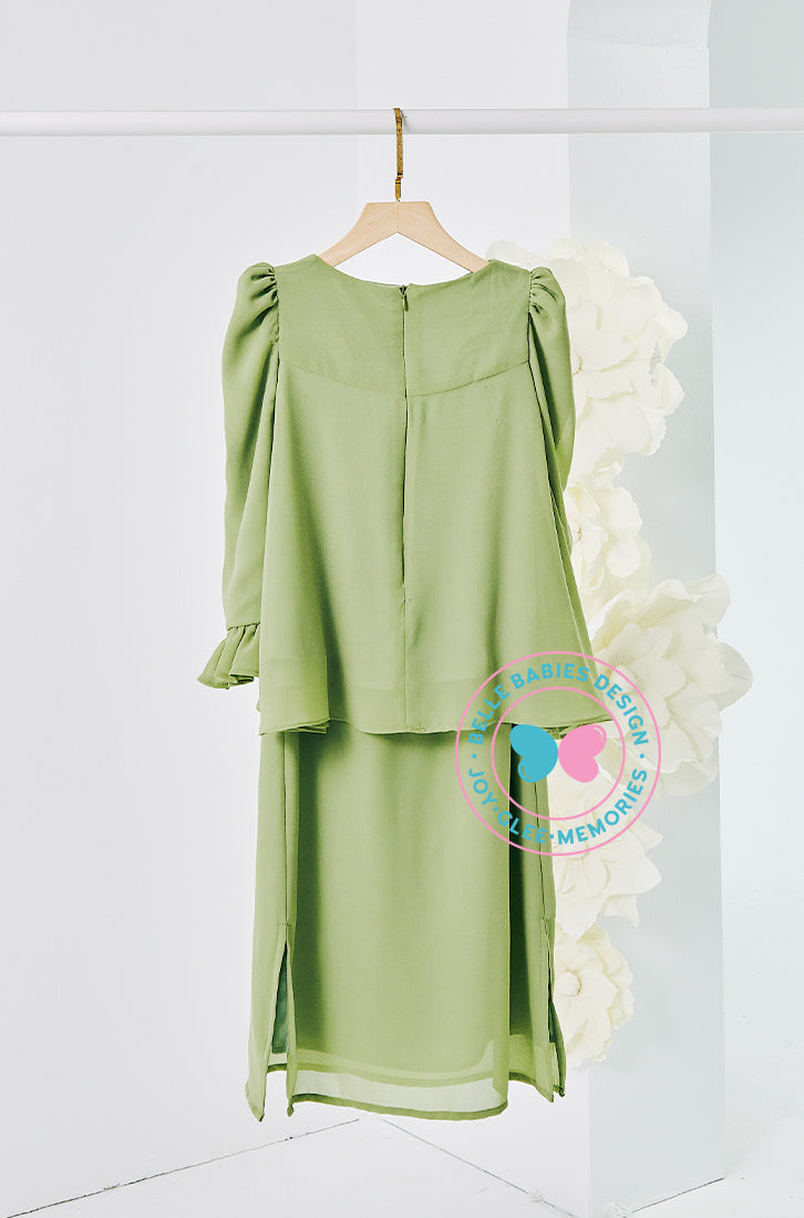 (DEPOSIT-PREORDER) The Golden Chapter: BBD Demure Modern Kurung (Green matcha)