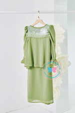 (DEPOSIT-PREORDER) The Golden Chapter: BBD Demure Modern Kurung (Green matcha)