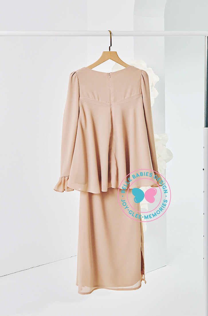 (DEPOSIT-PREORDER) The Golden Chapter: BBD Demure Modern Kurung (Tan Brown)