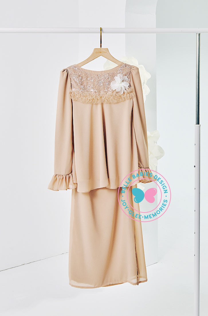 (DEPOSIT-PREORDER) The Golden Chapter: BBD Demure Modern Kurung (Tan Brown)