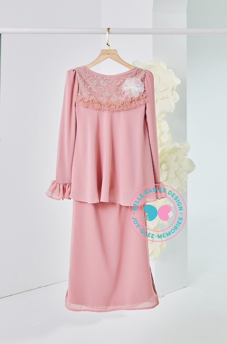 (DEPOSIT-PREORDER) The Golden Chapter: BBD Demure Modern Kurung (Pink Lemonade)