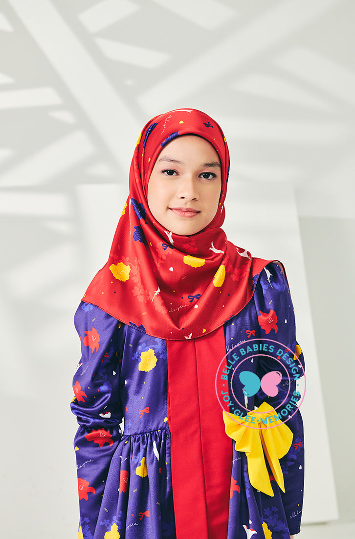 BBD MERDEKA 2024: Shawl / Square Scarf (Red Malaysia Print)