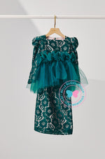 Eid-Adha 2024 :Modern Tulle & Lace Kurung (Emerald Green)